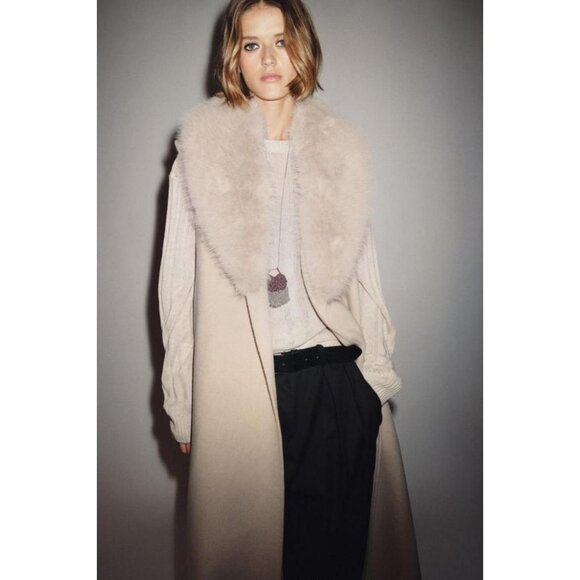 ZARA ZW COLLECTION FAUX FUR COLLAR WAISTCOAT - Picture 8 of 11
